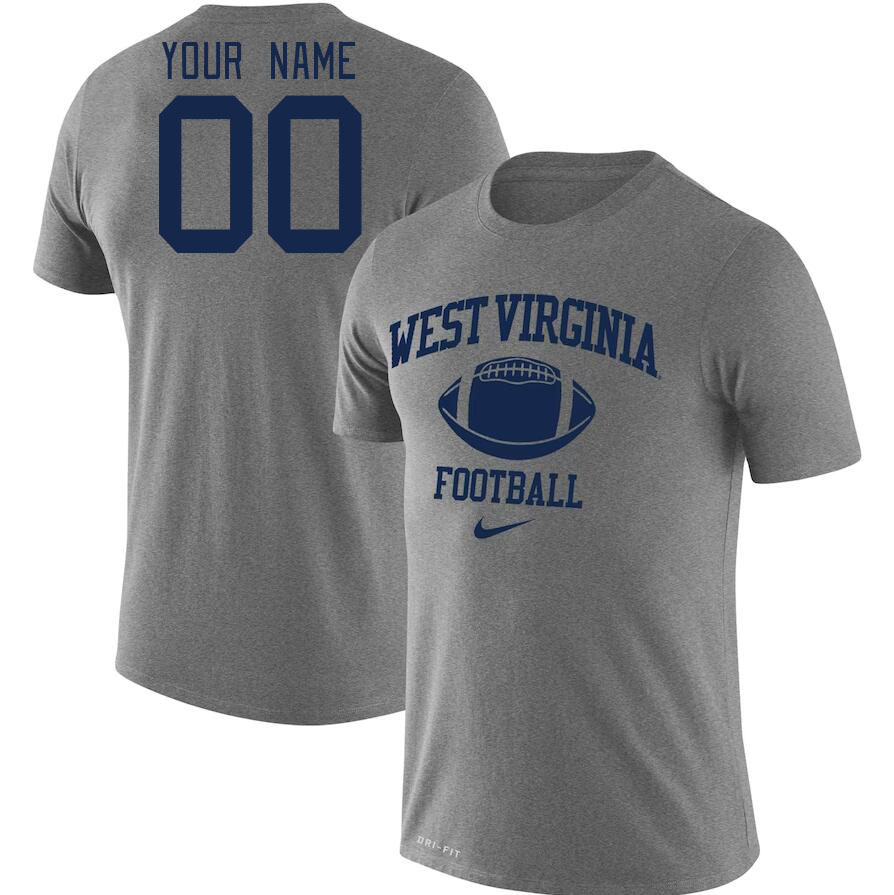 Custom West Virginia Mountaineers Name And Number College Tshirt-Gray